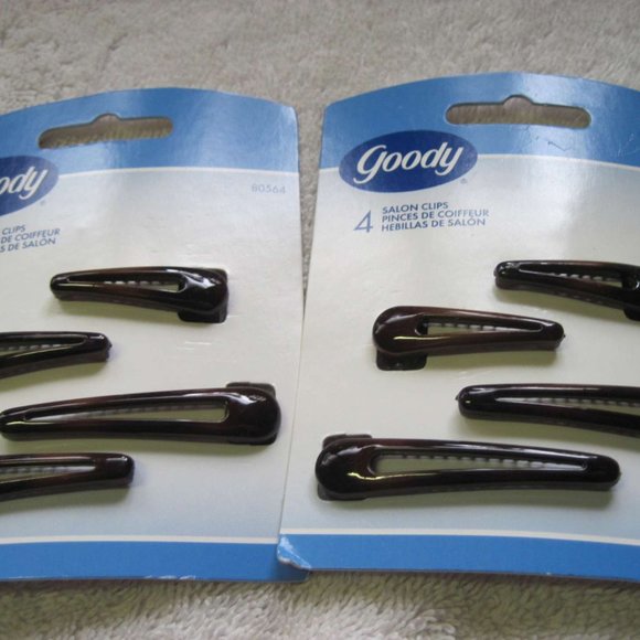 4 Goody Plastic Salon Clips Spring Backs Secure Hair Section Dark Black Red 2002 - Picture 12 of 15